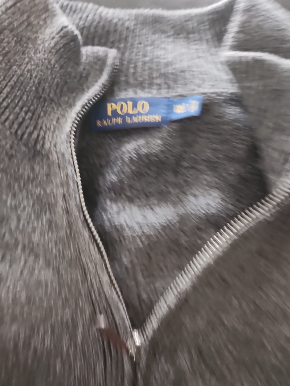 Polo by Ralph Lauren Men's Dark Gray Full-Zip Knit Sweater